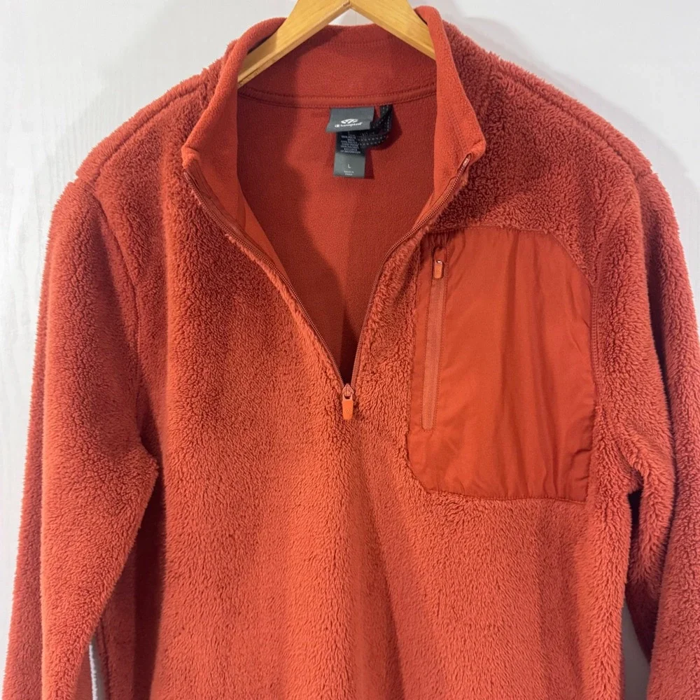 Champion C9 Half Zip Pullover Fleece Jacket Mens Size Large Sherpa‎ Rust Orange